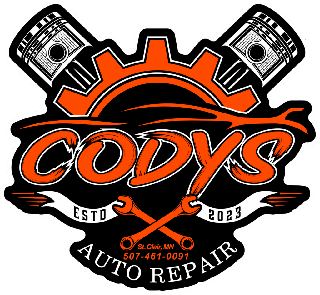 Cody’s Auto Repair logo sponsor supporting SMP Enduro Racing and local dirt track racing in Southern Minnesota.