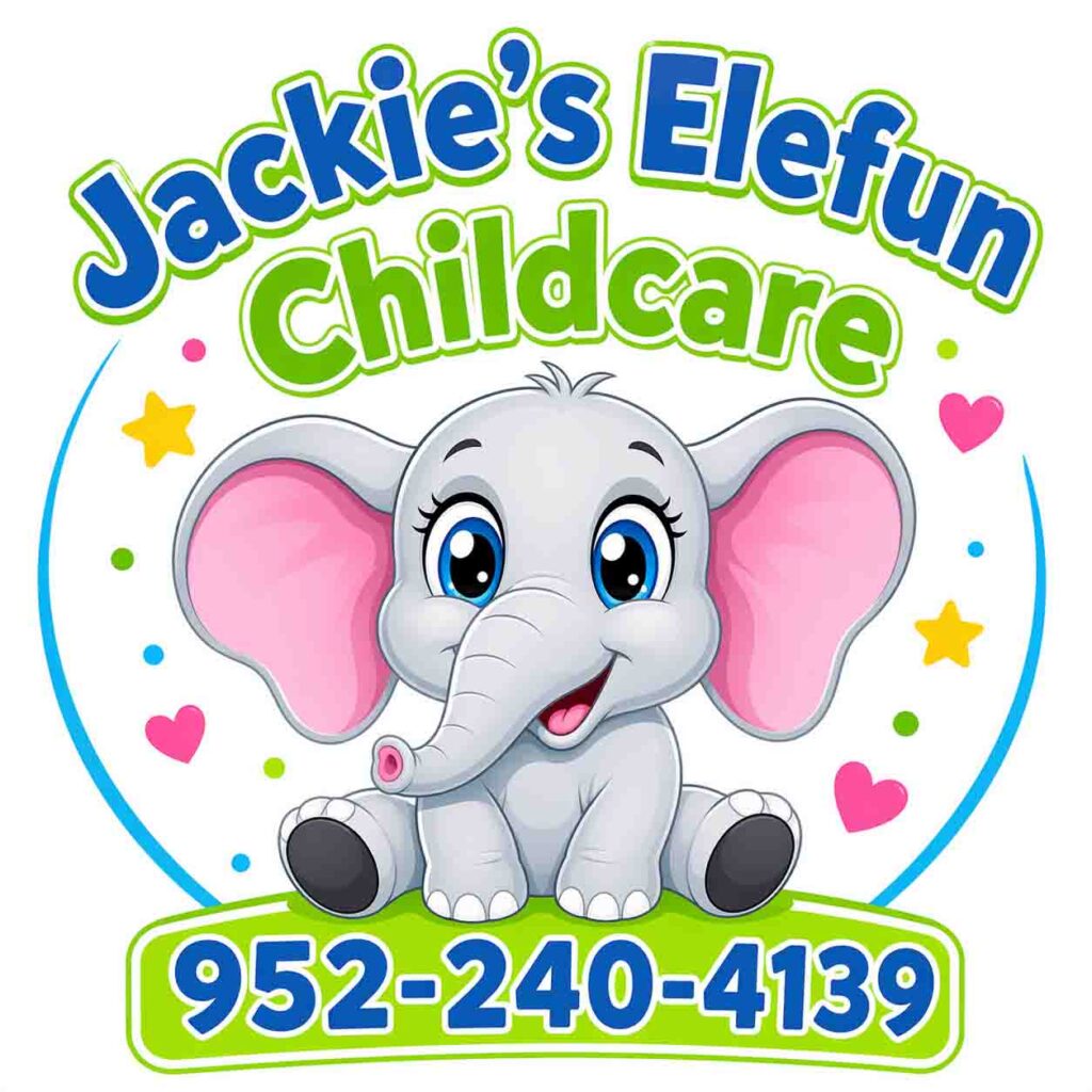 Jackie’s Elefun Daycare sponsor logo supporting SMP Enduro Racing and local dirt track racing in Southern Minnesota.