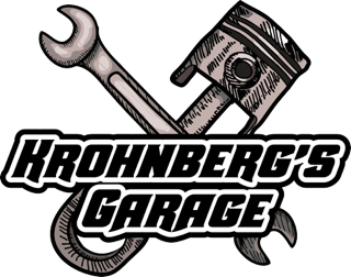 Krohnberg’s Garage sponsor logo supporting SMP Enduro Racing and local dirt track racing in Southern Minnesota.