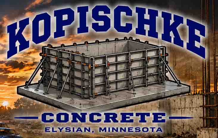 Kopischke Concrete sponsorship logo for SMP Enduro Racing Compact Class sponsor at the Waseca County Fair Enduro in Southern Minnesota.