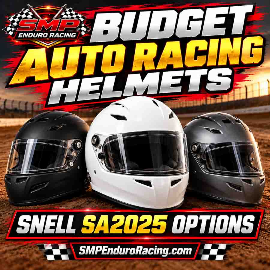 Budget auto racing helmets with Snell SA2025 certification for dirt track and grassroots racing